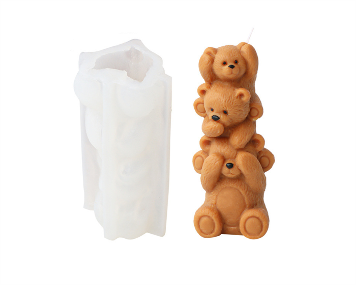 3D Stacking Bear Candle Mold, Bear Silicone Mold for Fondant, Chocolate, Cake Decor, Candle, Soap, Polymer Clay, Plaster Ornament, Resin Art