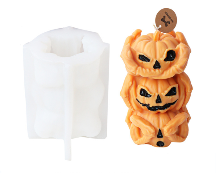 Jumbie pumpkins Candle Silicone Molds Animal Resin Casting Mould for DIY Candle Making   Polymer Clay Craft Plaster Home Decoration