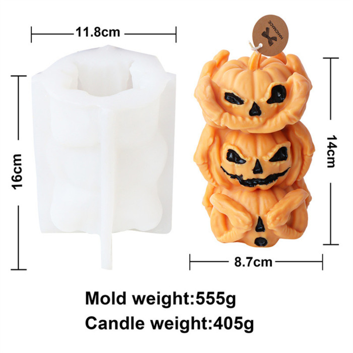 Jumbie pumpkins Candle Silicone Molds Animal Resin Casting Mould for DIY Candle Making   Polymer Clay Craft Plaster Home Decoration