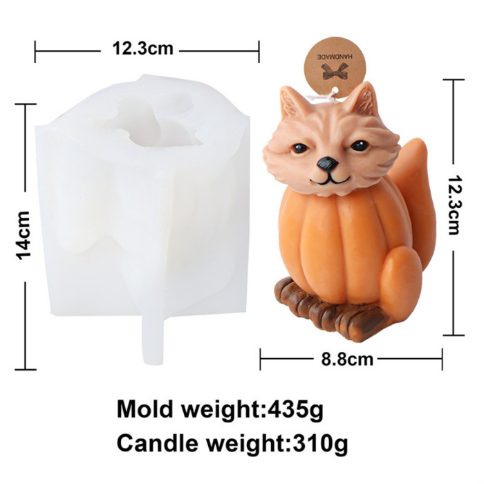 Fox pumpkin Candle Silicone Molds Animal Resin Casting Mould for DIY Candle Making Polymer Clay Craft Plaster Home Decoration