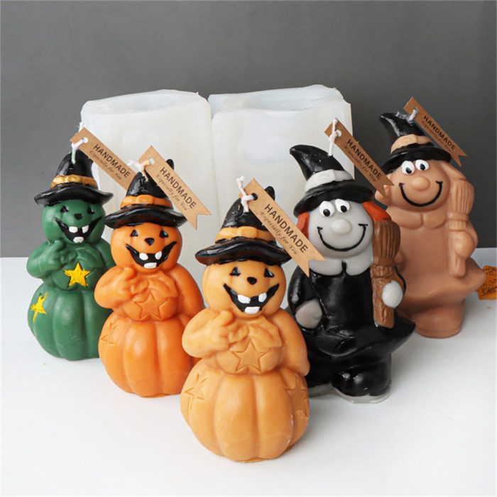 Halloween Pumpkin Silicone Candle Mold Witch Ghost Festival Ghost Resin Party Decoration Decoration Decoration Mold