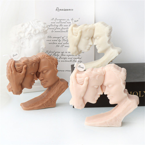 Nordic silicone character face Kiss couple head portrait candle mold head portrait artistic sculpture aromatherapy home resin mold