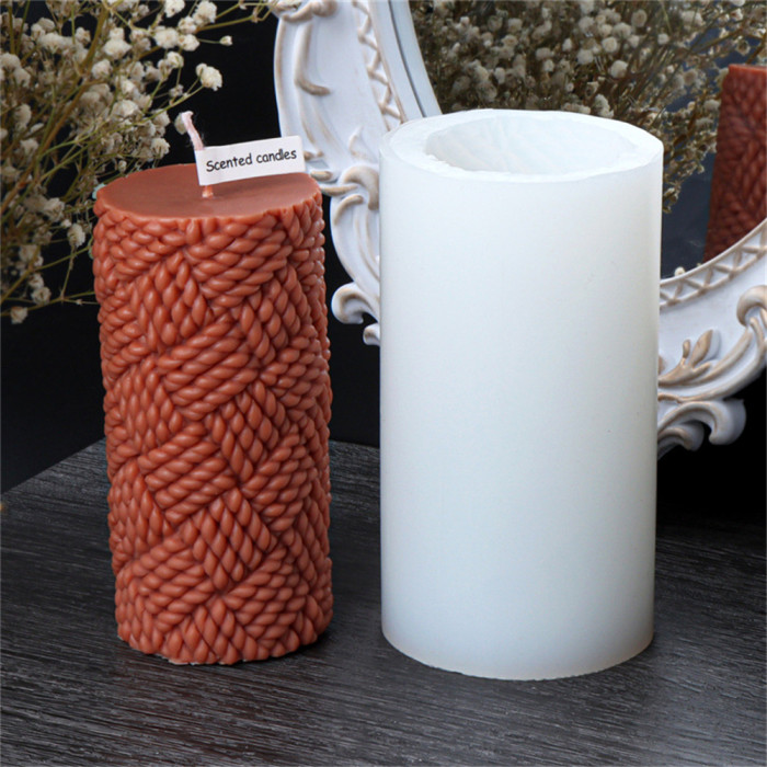 Wool pattern cylindrical silicone mold DIY woven three-dimensional aromatherapy candle gypsum home decoration ornaments