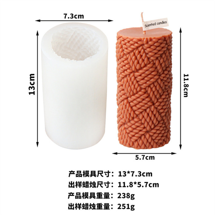 Wool pattern cylindrical silicone mold DIY woven three-dimensional aromatherapy candle gypsum home decoration ornaments