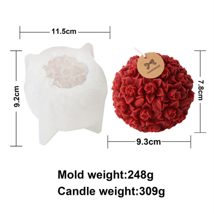 Flower Ball Candle Soap Mold Flower Silicone Mold for Fondant,Chocolate,Candy, Bath Bomb,Epoxy Resin,Plaster, Polymer Clay