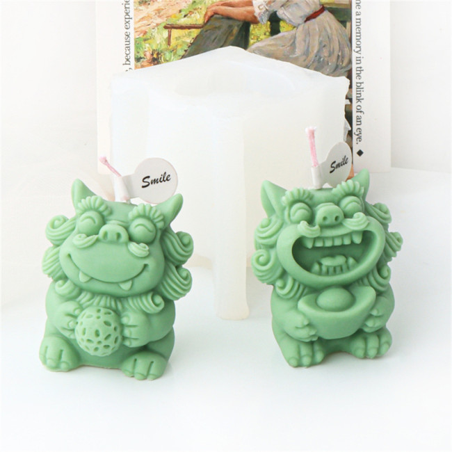 3D silicone animal cartoon lion mold DIY three-dimensional aromatherapy candle plaster dropper decorative ornaments