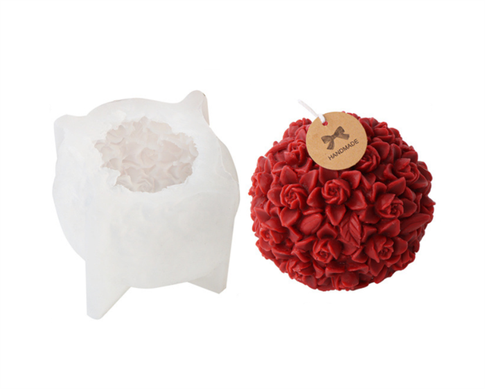 Flower Ball Candle Soap Mold Flower Silicone Mold for Fondant,Chocolate,Candy, Bath Bomb,Epoxy Resin,Plaster, Polymer Clay
