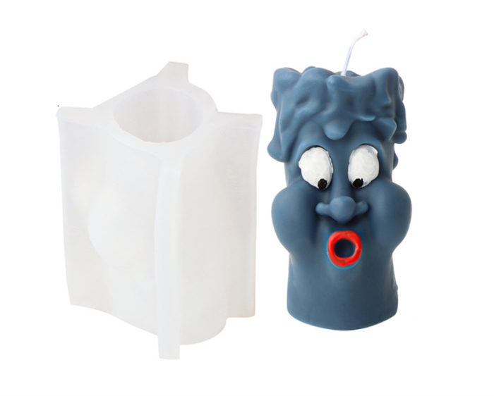 Halloween Silicone Mold Funny Expression Candle Mold Cylinder Joyful and Angry Smiling Face Aromatherapy Plaster Mold
