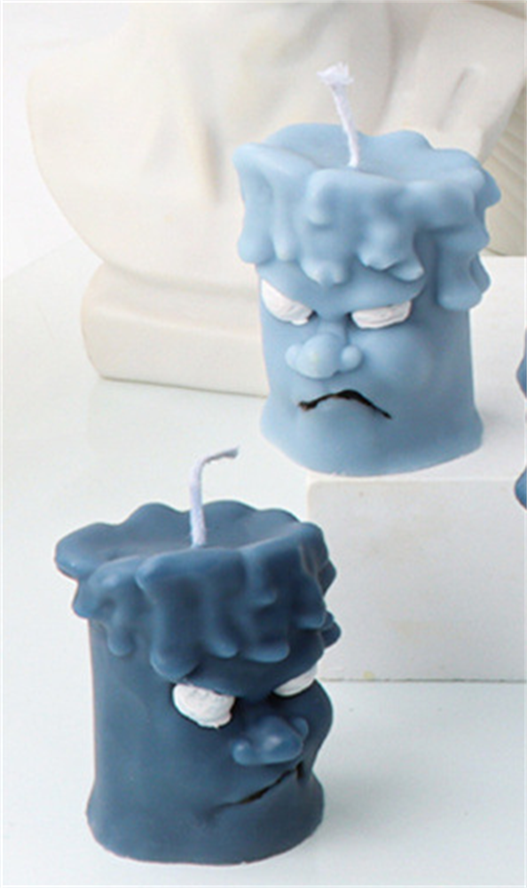 Halloween Silicone Mold Funny Expression Candle Mold Cylinder Joyful and Angry Smiling Face Aromatherapy Plaster Mold