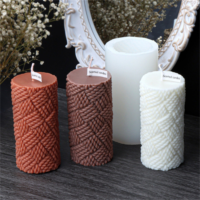 Wool pattern cylindrical silicone mold DIY woven three-dimensional aromatherapy candle gypsum home decoration ornaments