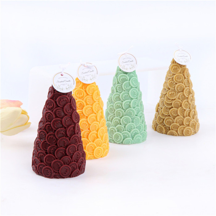 Silicone gold coin Christmas tree candle mold Money tree aromatherapy resin soap cake mold