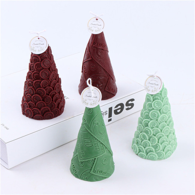 Silicone gold coin Christmas tree candle mold Money tree aromatherapy resin soap cake mold