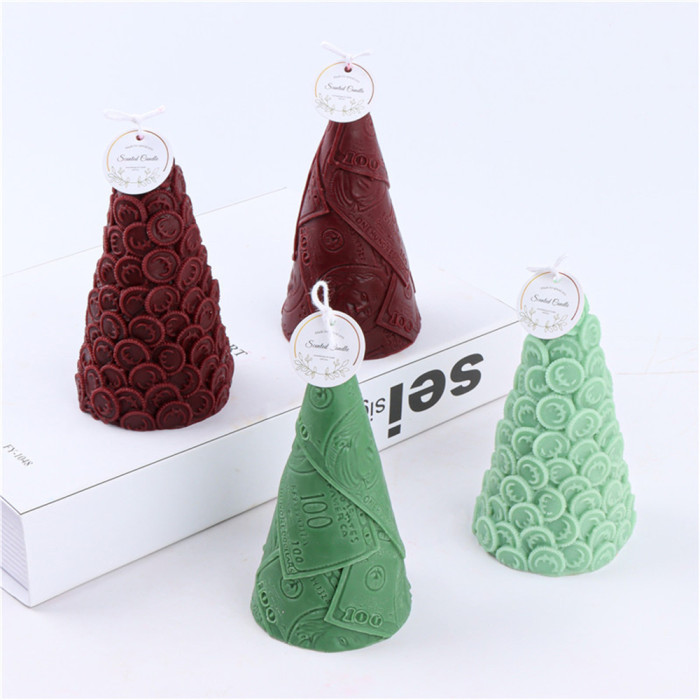 Silicone gold coin Christmas tree candle mold Money tree aromatherapy resin soap cake mold