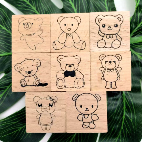 Bears Wood Rubber Stamp Koala Stamp For Cardmaking Scrapbooking Journal Album Decoration DIY 8 Styles