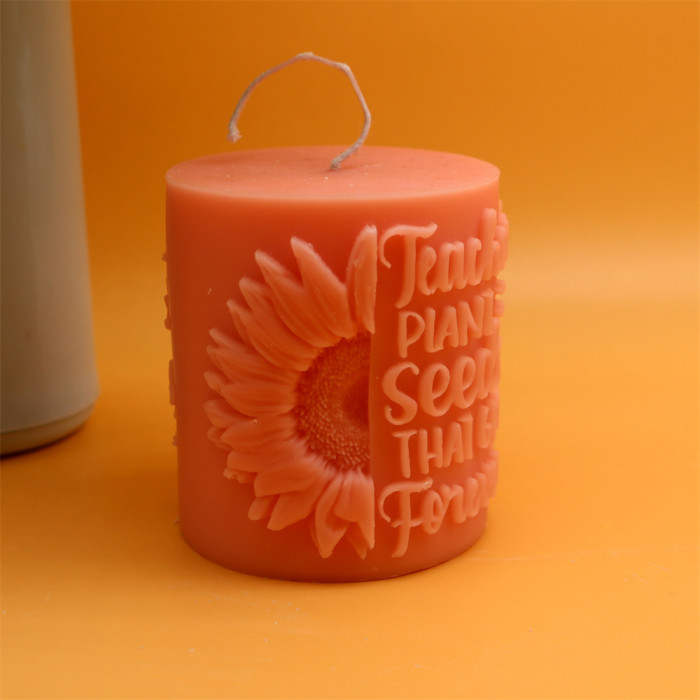 Handmade Pillar Candle Thanks Theme Beeswax & Soy Candles Festive Modern Candles Sculptural Aesthetic Candle Gifts Ideas