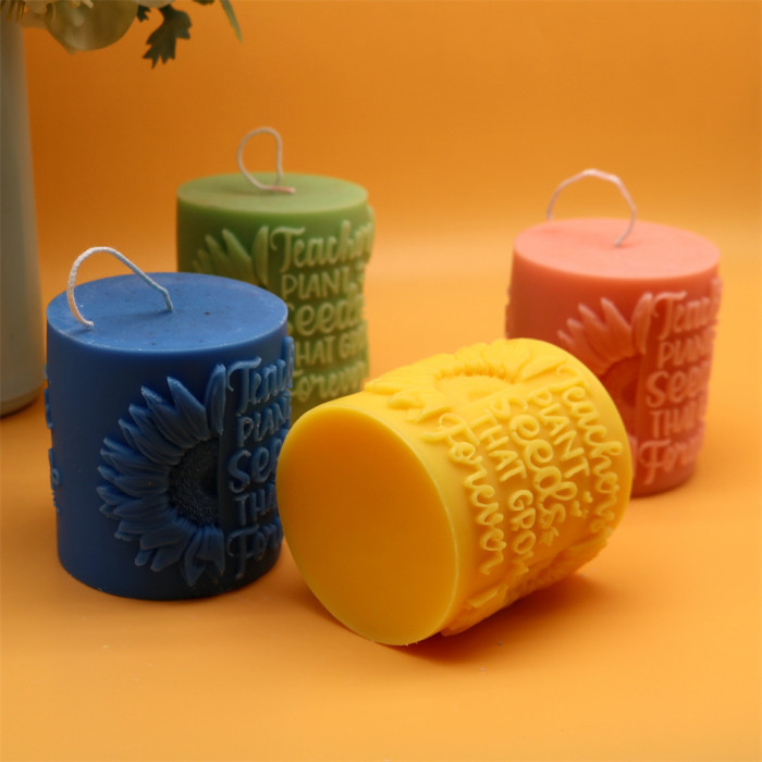 Handmade Pillar Candle Thanks Theme Beeswax & Soy Candles Festive Modern Candles Sculptural Aesthetic Candle Gifts Ideas