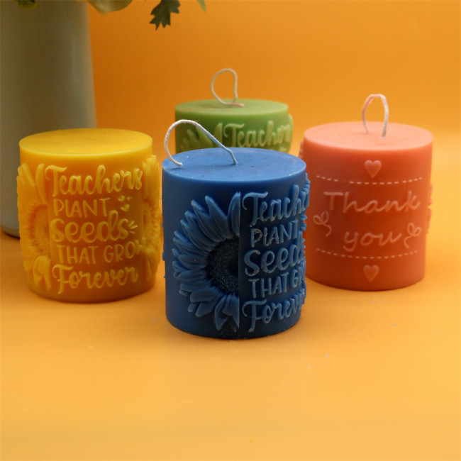 Handmade Pillar Candle Thanks Theme Beeswax & Soy Candles Festive Modern Candles Sculptural Aesthetic Candle Gifts Ideas