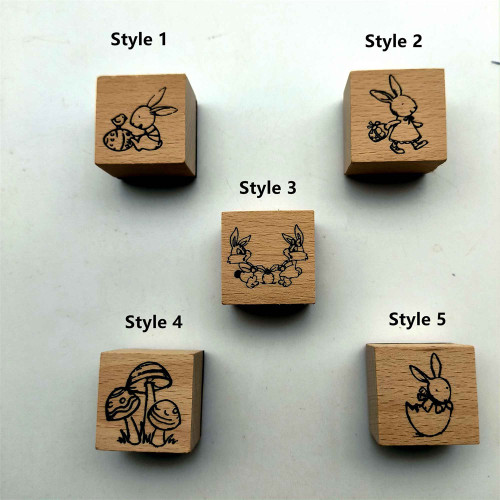 Lovely Rabbit Mushroom Stamp Wood Rubber Stamp For Card Making Scrapbooking Journal Diary Decoation DIY 5 Styles