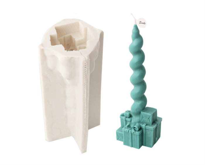 Christmas Spiral Taper Candle Mold, Long Twisted Silicone Candle Mold, Christmas Pillar Candle Mold for Candle Making, Xmas Home Decor (Gift box)