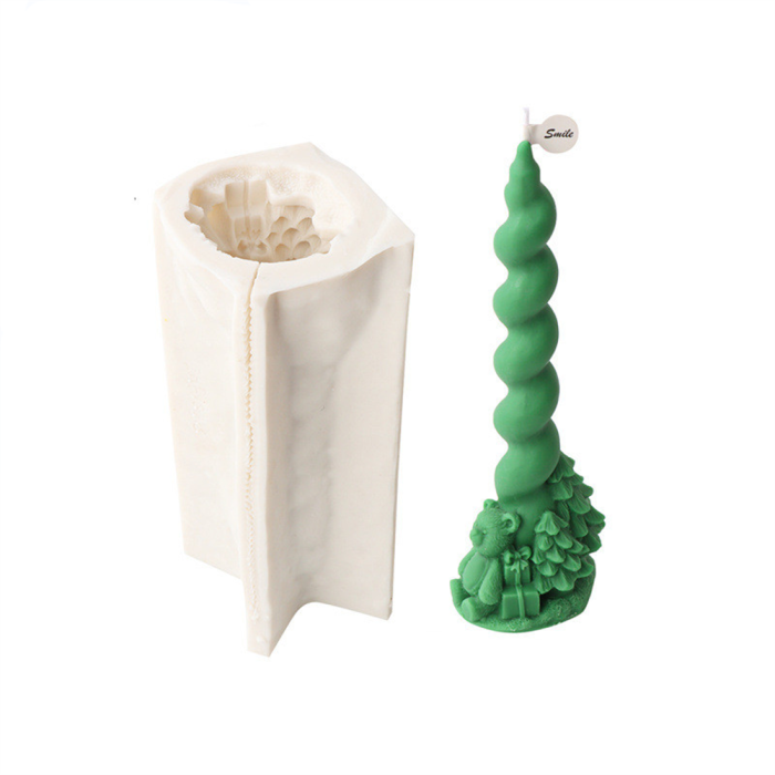 Christmas Spiral Taper Candle Mold, Long Twisted Silicone Candle Mold, Christmas Pillar Candle Mold for Candle Making, Xmas Home Decor (Gift box)