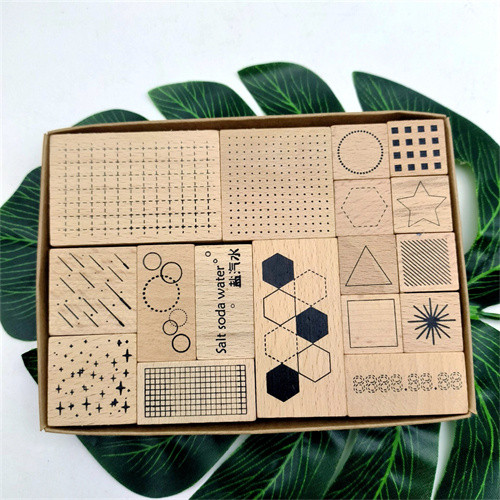 Planner Rubber Stamps Set of 17 pcs Geometry Stamps Space Lattice Stamps Decorative Journal Diary Memo Scrapbook Tool