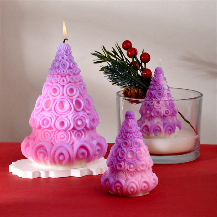 Colored Christmas tree candle mold, 3D Christmas tree silicone mold, epoxy resin pouring soap home gift decoration