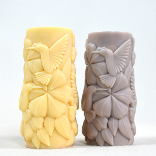 Circular flower and bird cylinder aromatherapy candle silicone mold DIY retro home decoration mold