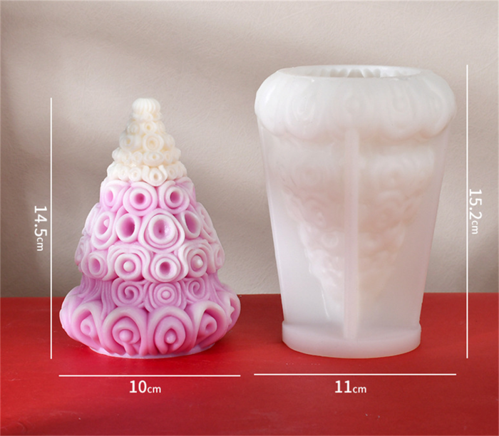 Colored Christmas tree candle mold, 3D Christmas tree silicone mold, epoxy resin pouring soap home gift decoration