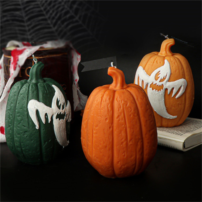 Halloween Candle Mold for Candle Making, 3D Silicone Mold for Resin Casting DIY Plaster Polymer Clay Home Decoration (Ghost pumpkins)