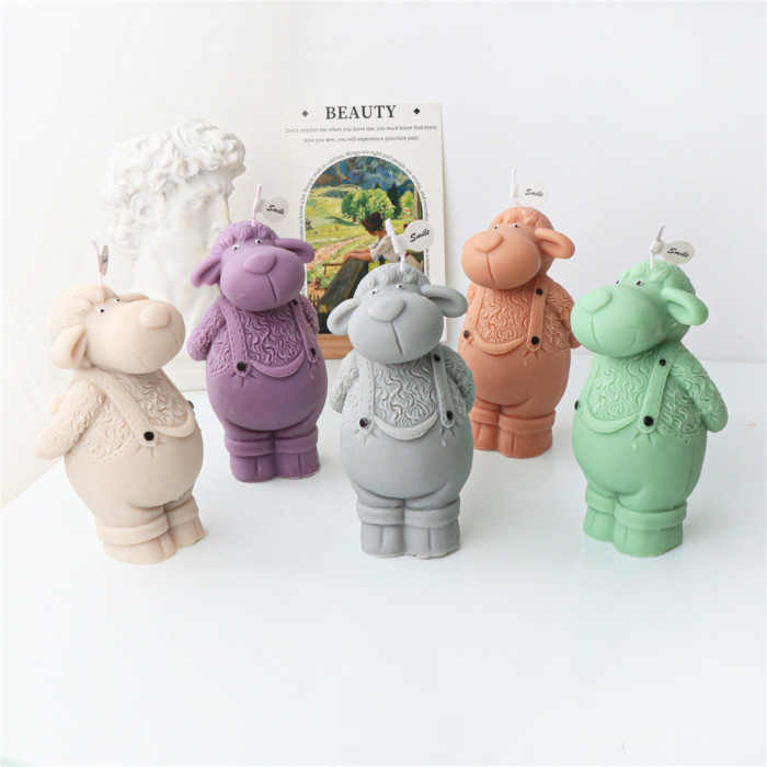 Standing Strap Pants Sheep Candle Mold Handmade Aromatherapy Candle Expanding Plaster Decoration Silicone Mold
