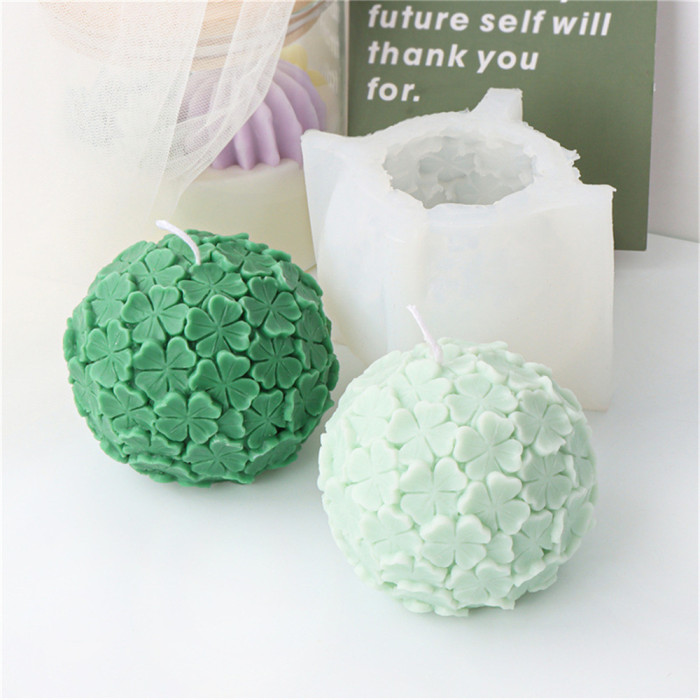 Four leaf clover flower ball candle mold Aromatherapy candle mold Embroidery flower ball mousse cake mold