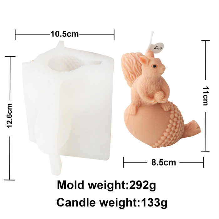 Silicone Squirrel Sugar Candle Mold Pine Nut Hazelnut Aromatherapy Gypsum Resin Decoration Home Decoration