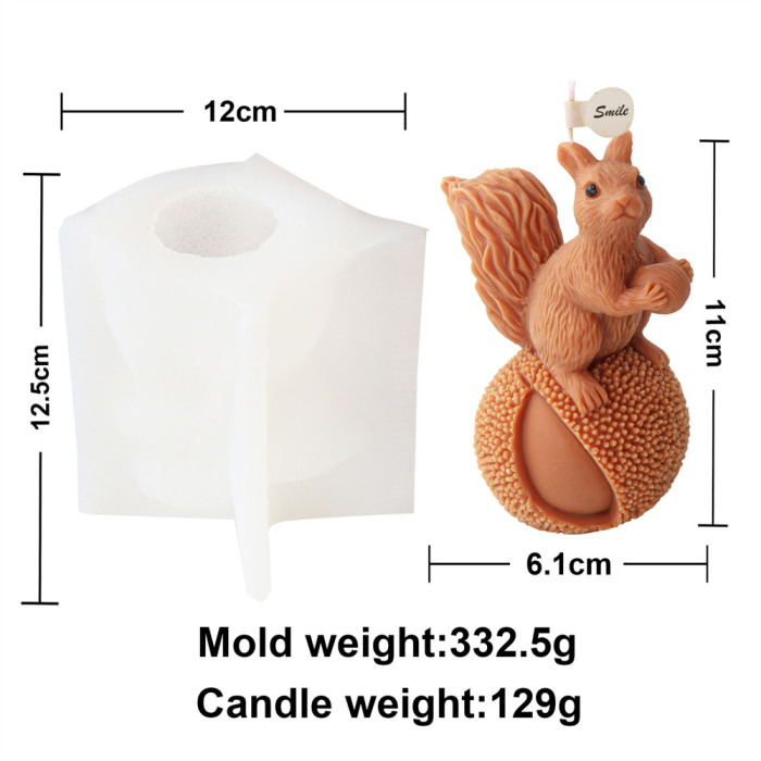 Silicone Squirrel Sugar Candle Mold Pine Nut Hazelnut Aromatherapy Gypsum Resin Decoration Home Decoration