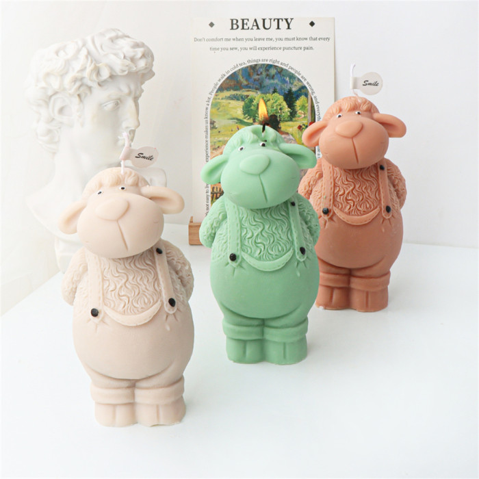 Standing Strap Pants Sheep Candle Mold Handmade Aromatherapy Candle Expanding Plaster Decoration Silicone Mold