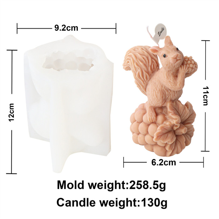 Silicone Squirrel Sugar Candle Mold Pine Nut Hazelnut Aromatherapy Gypsum Resin Decoration Home Decoration