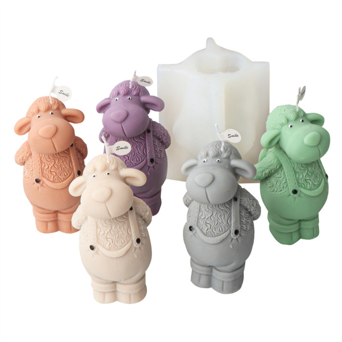 Standing Strap Pants Sheep Candle Mold Handmade Aromatherapy Candle Expanding Plaster Decoration Silicone Mold