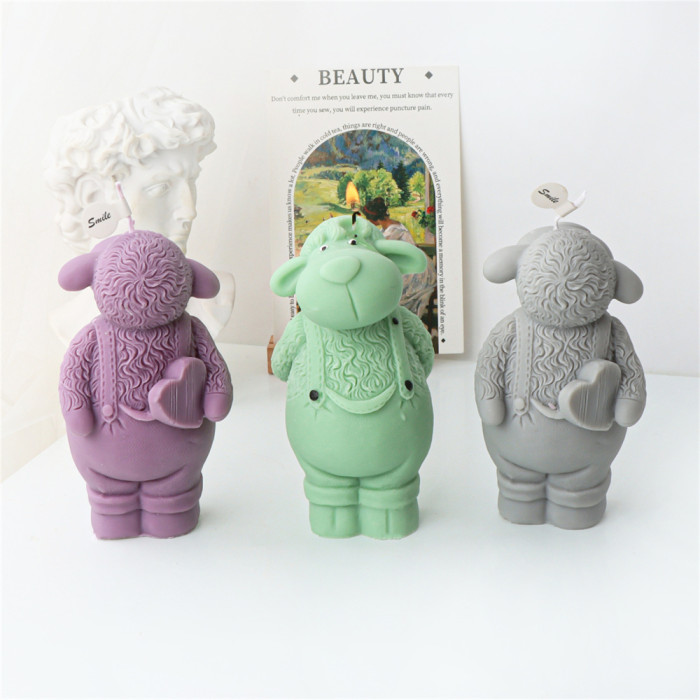 Standing Strap Pants Sheep Candle Mold Handmade Aromatherapy Candle Expanding Plaster Decoration Silicone Mold