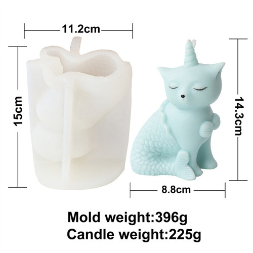 Silicone Mermaid Unicorn Cat Candle Mold 3D Creative Animal Aroma Resin Gypsum Mold