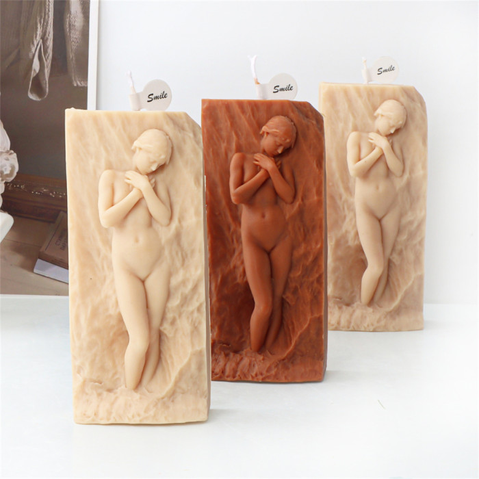 Portrait relief beautiful girl candle mold handmade aromatherapy candle plaster human body decoration silicone mold