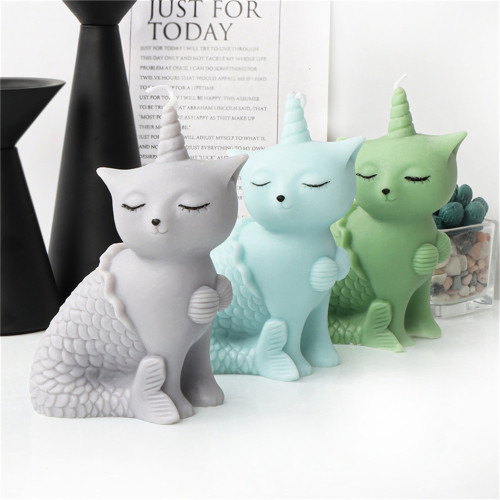 Silicone Mermaid Unicorn Cat Candle Mold 3D Creative Animal Aroma Resin Gypsum Mold