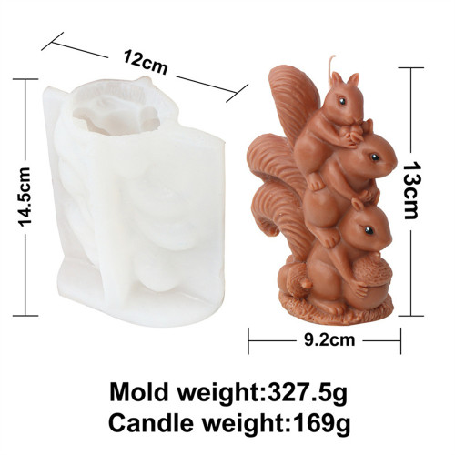 3D Stacked Animal Candle Mold Cute 3D Squirrel Homemade Cake Silicone Mold Chocolate Crafts Stacked Squirrel Candle Mold Chocolate Making Animal Theme Resin Silicone Mold