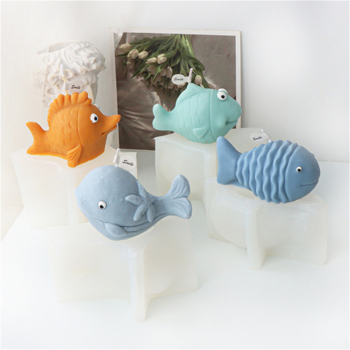 3D Ocean Animal Silicone Dolphin Candle Moulding Sentence Wave Fish Long billed Fish Clown Fish Fragrance Plaster Graffiti Model Decoration