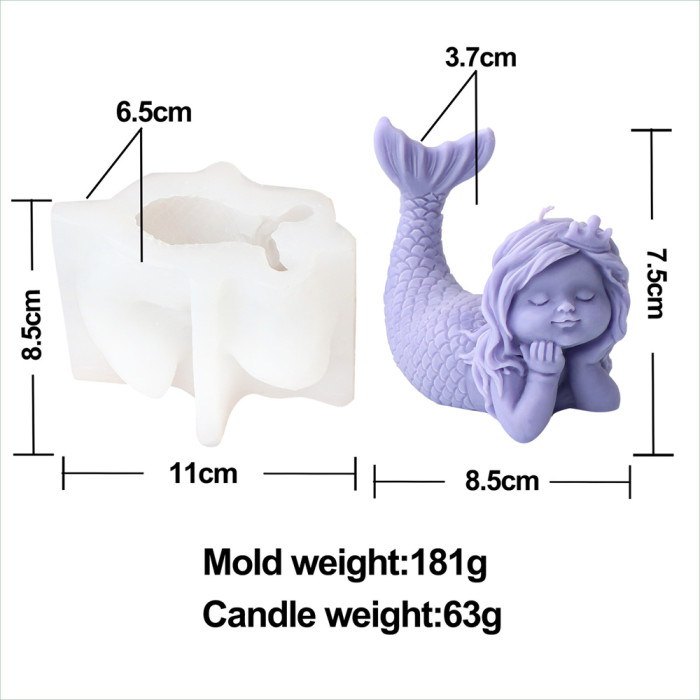 Cartoon Mermaid Gypsum Mold Silicone Home Handmade Aromatherapy Gypsum Doll Decoration Mold