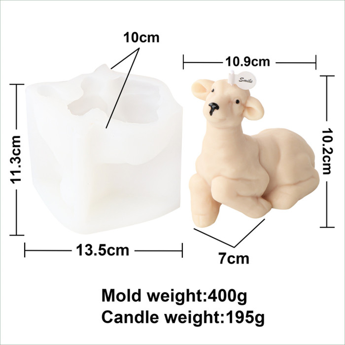 Kneeling Sheep Candle Mold Handmade Aromatherapy Candle Gypsum Decoration Silicone Mold