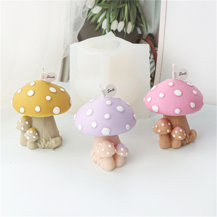 Mushroom Candle Making Mold, Silicone Moulds for Soy Wax, Beeswax, Scented Candle, Christmas Gifts DIY Creative Handmade Cake Decoration