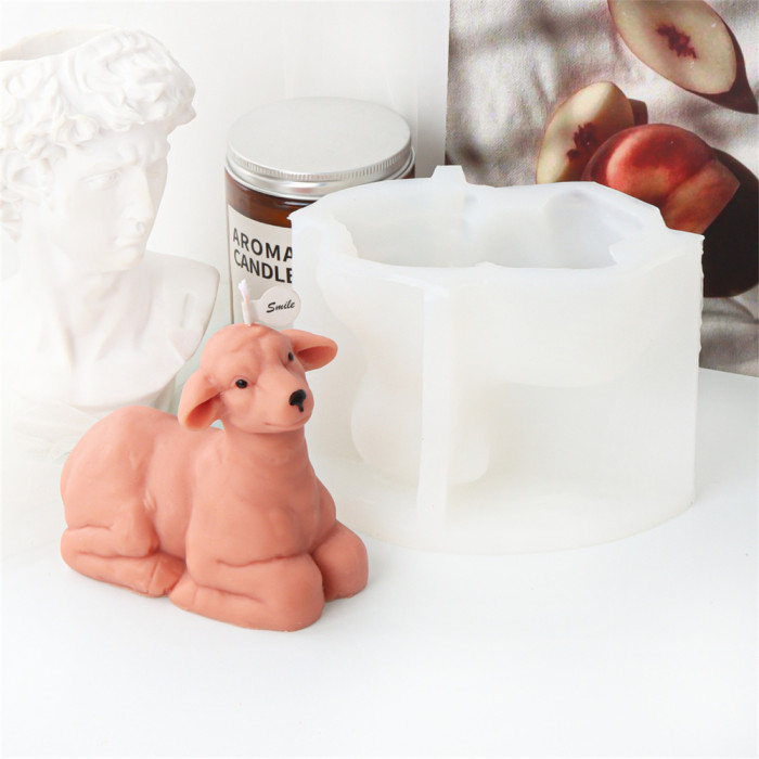 Kneeling Sheep Candle Mold Handmade Aromatherapy Candle Gypsum Decoration Silicone Mold