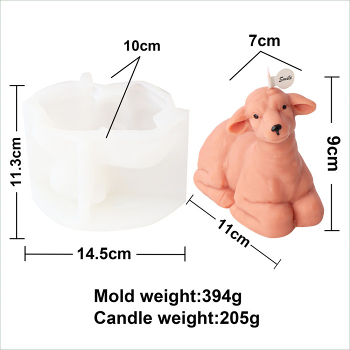 Kneeling Sheep Candle Mold Handmade Aromatherapy Candle Gypsum Decoration Silicone Mold