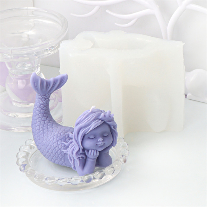 Cartoon Mermaid Gypsum Mold Silicone Home Handmade Aromatherapy Gypsum Doll Decoration Mold