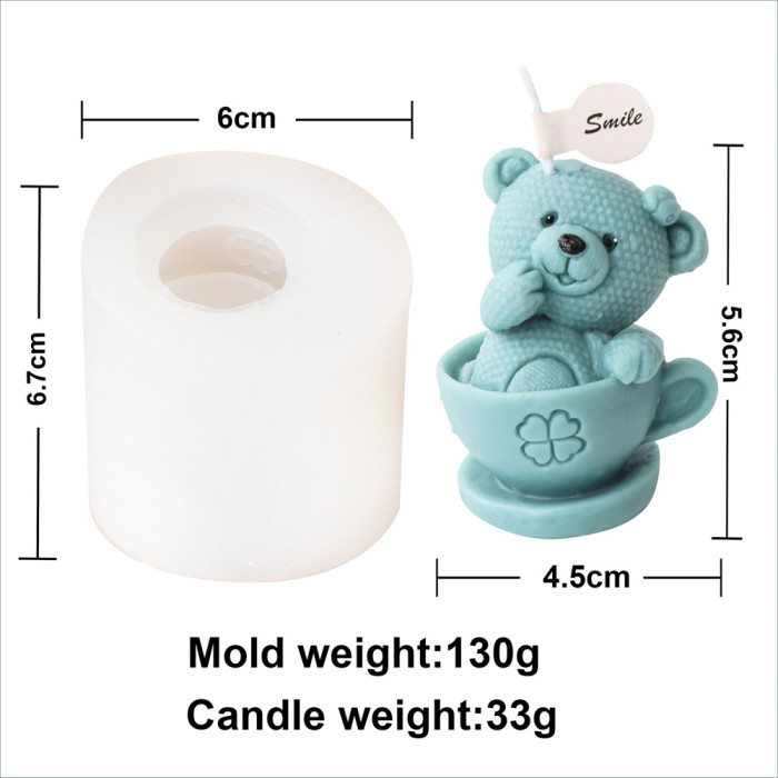 Cartoon Bear Cup Elephant Candle Mold Handmade Aromatherapy Candle Expansion Plaster Decoration Silicone Mold