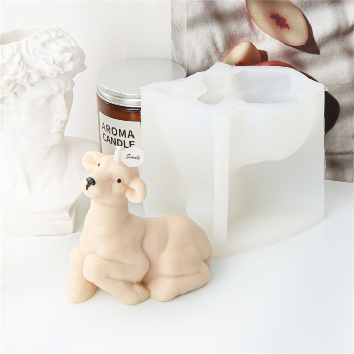 Kneeling Sheep Candle Mold Handmade Aromatherapy Candle Gypsum Decoration Silicone Mold
